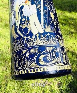 Legras Enamelled Glass Vase Emaille Fleurs Iris Art Nouveau Jugendstil 19eme