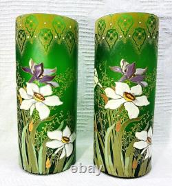 Legras Enamelled Glass Vase Emaille Fleurs Narcisses Art Nouveau Jugendstil 19em