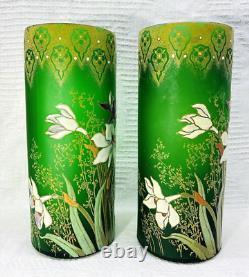 Legras Enamelled Glass Vase Emaille Fleurs Narcisses Art Nouveau Jugendstil 19em