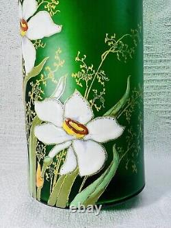 Legras Enamelled Glass Vase Emaille Fleurs Narcisses Art Nouveau Jugendstil 19em