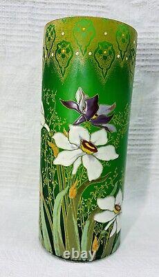 Legras Enamelled Glass Vase Emaille Fleurs Narcisses Art Nouveau Jugendstil 19em