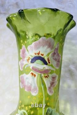 Legras Enamelled Glass Vase Emaille Fleurs Pavot Anemones Art Nouveau Jugendstil