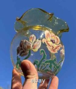 Legras Enamelled Glass Vase Emaille Fleurs Pavots Art Nouveau Jugendstil 19eme