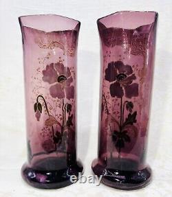 Legras Enamelled Glass Vase Emaille Fleurs Pavots Art Nouveau Jugendstil 19eme
