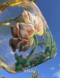 Legras Enamelled Glass Vase Emaille Fleurs Pavots Art Nouveau Jugendstil 19eme