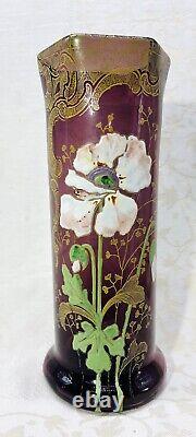 Legras Enamelled Glass Vase Emaille Fleurs Pavots Art Nouveau Jugendstil 19eme