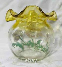 Legras Enamelled Glass Vase Emaille Fleurs Pavots Art Nouveau Jugendstil 19eme