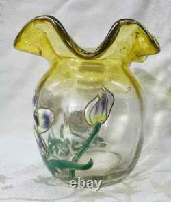 Legras Enamelled Glass Vase Emaille Fleurs Pavots Art Nouveau Jugendstil 19eme
