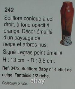 Legras Enamelled Glass Vase Emaille Paysage Neige Art Nouveau Jugendstil 19eme