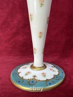 Legras Enamelled Opalescent Glass Vase Opaline Emaille Or Louis XVI Art Nouveau