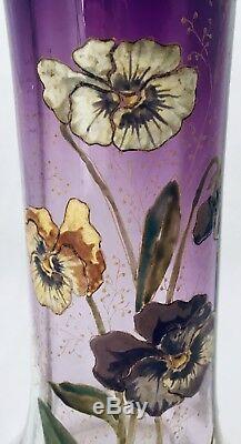 Legras / Montjoye / Beau Vase En Verre Emaillé Diris En Relief Art Nouveau 1920
