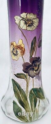 Legras / Montjoye / Beau Vase En Verre Emaillé Diris En Relief Art Nouveau 1920