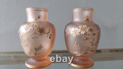 Legras/Montjoye / Paire de vases en verre émaillé Art Nouveau