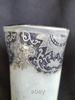 Legras / Paire de vases en verre peint/imprimé aux bâteaux / Art Nouveau émaillé