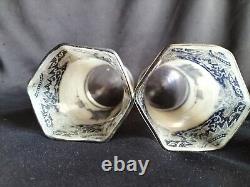 Legras / Paire de vases en verre peint/imprimé aux bâteaux / Art Nouveau émaillé