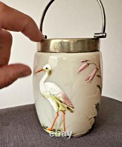 Legras Petit Pot en Verre Émaillé Cigogne Époque 1900 Art Nouveau vase