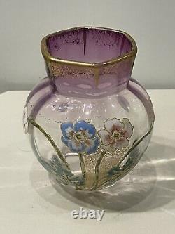 Legras Superbe Vase Émaillé Décor Floral Et Dorure Epoque Art Nouveau Année 1900