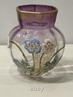 Legras Superbe Vase Émaillé Décor Floral Et Dorure Epoque Art Nouveau Année 1900