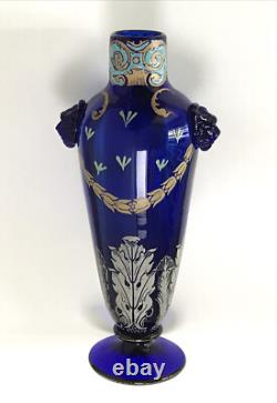 Legras Vase Bleu Foncé Ancien Art Nouveau Art Déco Parfait État No Daum Gallé