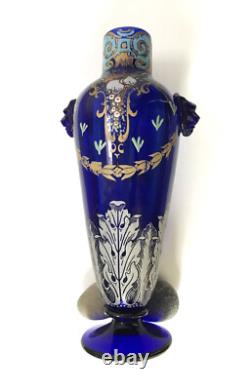 Legras Vase Bleu Foncé Ancien Art Nouveau Art Déco Parfait État No Daum Gallé