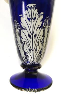 Legras Vase Bleu Foncé Ancien Art Nouveau Art Déco Parfait État No Daum Gallé
