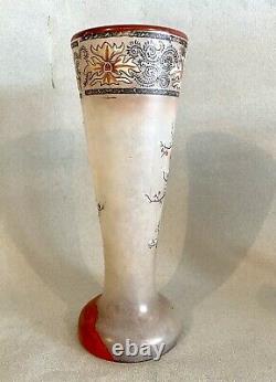 Legras Vase Cornet Japonisant Printemps Art Nouveau Verre Émaillé 1890