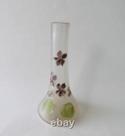 Legras petit vase bouquetier violettes art nouveau verrerie Montjoye Saint denis