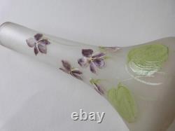 Legras petit vase bouquetier violettes art nouveau verrerie Montjoye Saint denis