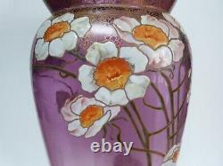 Legras rare vase danube art nouveau décor émaillé fleurs anémones du Japon