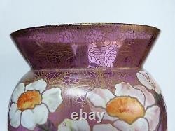 Legras rare vase danube art nouveau décor émaillé fleurs anémones du Japon