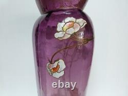 Legras rare vase danube art nouveau décor émaillé fleurs anémones du Japon
