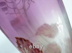 Legras rare vase danube art nouveau décor émaillé fleurs anémones du Japon