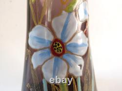 Legras vase Thionville art nouveau fleurs et libellule rare couleur