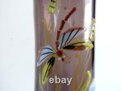 Legras vase Thionville art nouveau fleurs et libellule rare couleur