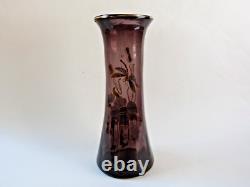 Legras vase Thionville art nouveau fleurs et libellule rare couleur