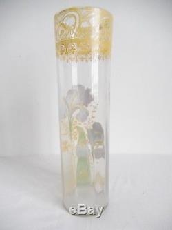Legras, vase art nouveau émaillé aux iris