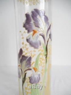 Legras, vase art nouveau émaillé aux iris