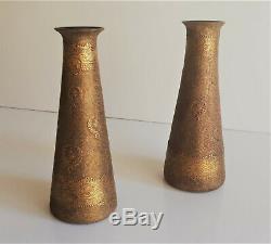 Léon Ledru pour Val St Lambert paire de vases bronze vermiculé art nouveau