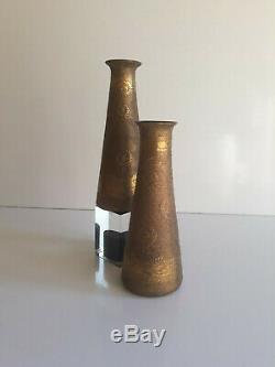 Léon Ledru pour Val St Lambert paire de vases bronze vermiculé art nouveau