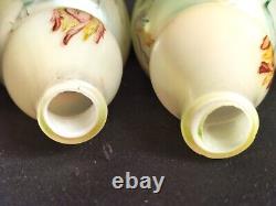 Loetz Arcadia / Paire de vases bilobés en verre irisé peint émaillé /Art Nouveau