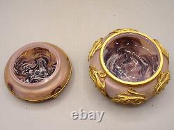 Loetz, Austria. Boite, bombonnière en verre irisé et bronze doré. Art nouveau. (Vase)