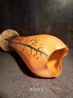 Long Vase Art Nouveau En Verre émaillé De Legras