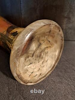Long Vase Art Nouveau En Verre émaillé De Legras