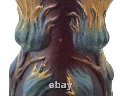 Lot 2 grès émaillé vase jardinière Sarreguemines Victor Kremer Art Nouveau 1900