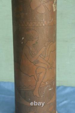 Lot 2 vases étuis en laiton militaria 14/18 jeunes femmes art nouveau tranchée