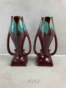 Lot de 2 sublime vase en majolique art nouveau Belgium 30
