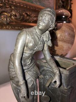 Louis HOTTOT (1834-1905) Femme Orientale à la Fontaine Signé Vase Art Nouveau