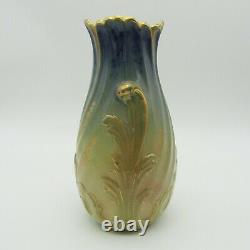 Lunéville. Lachenal. Vase art nouveau en faïence décor de fleurs, deb XXe siècle