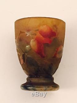 Magnifique Vase Coquetier Daum Nancy Pate De Verre Art Nouveau