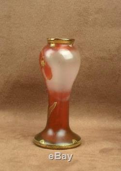 Magnif Vase Art Nouveau Verre Grave A L'acide Decor Iris Baccarat Val St Lambert